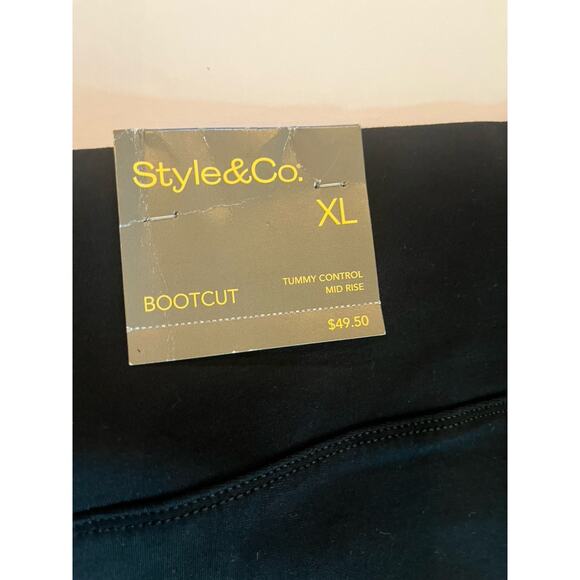 NWT Style & Co Ponte Mid rise Stretch Knit Pull on Bootcut Pants - XL Black - Picture 1 of 9